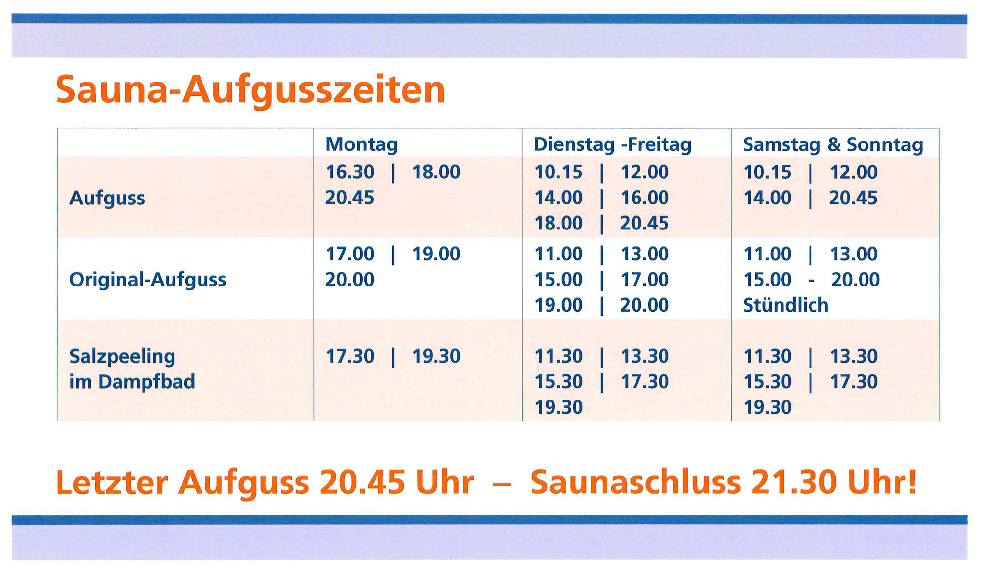 2023 - Aufgusszeiten